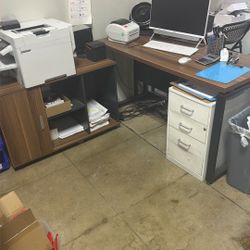 Computer Desk With Side Cabinet