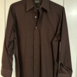 Arrow Dark Brown Dress Shirt Size 15.5, 32/33