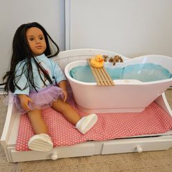 Doll, Doll Bed & Doll Bath