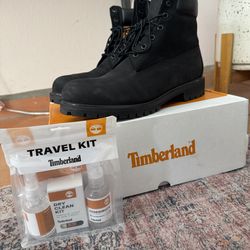 Black Timberland suede boots