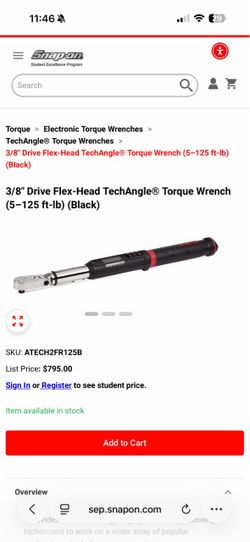 Snap-on 3/8" Flex-Head TechAngle Torque Wrench