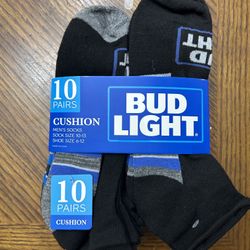 NWT Bud Light Men’s cushioned Socks 10 Pairs