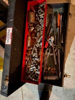 Metal Toolbox with Assorted Hand Tools