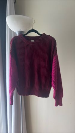 Burgundy Chunky Knit Crewneck Sweater