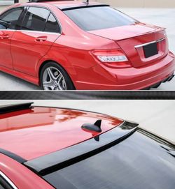 (New) W204 Mercedes-Benz Rear Window Spoiler Wing, 2008-2014, C Class Sedan, Gloss Black