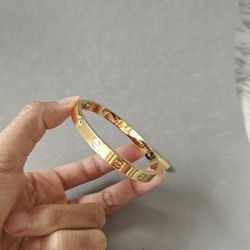 Love Bangle Stainless Steel 18k White Gold Plated Unisex  No Tarnish 