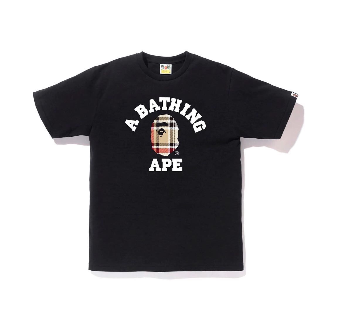 Bape Black Plaid College Tee
