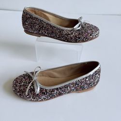 Lili Shoes Diana Glitter Silver Ballet Flats Multicolor Girls EU 31 US 13 w/Box