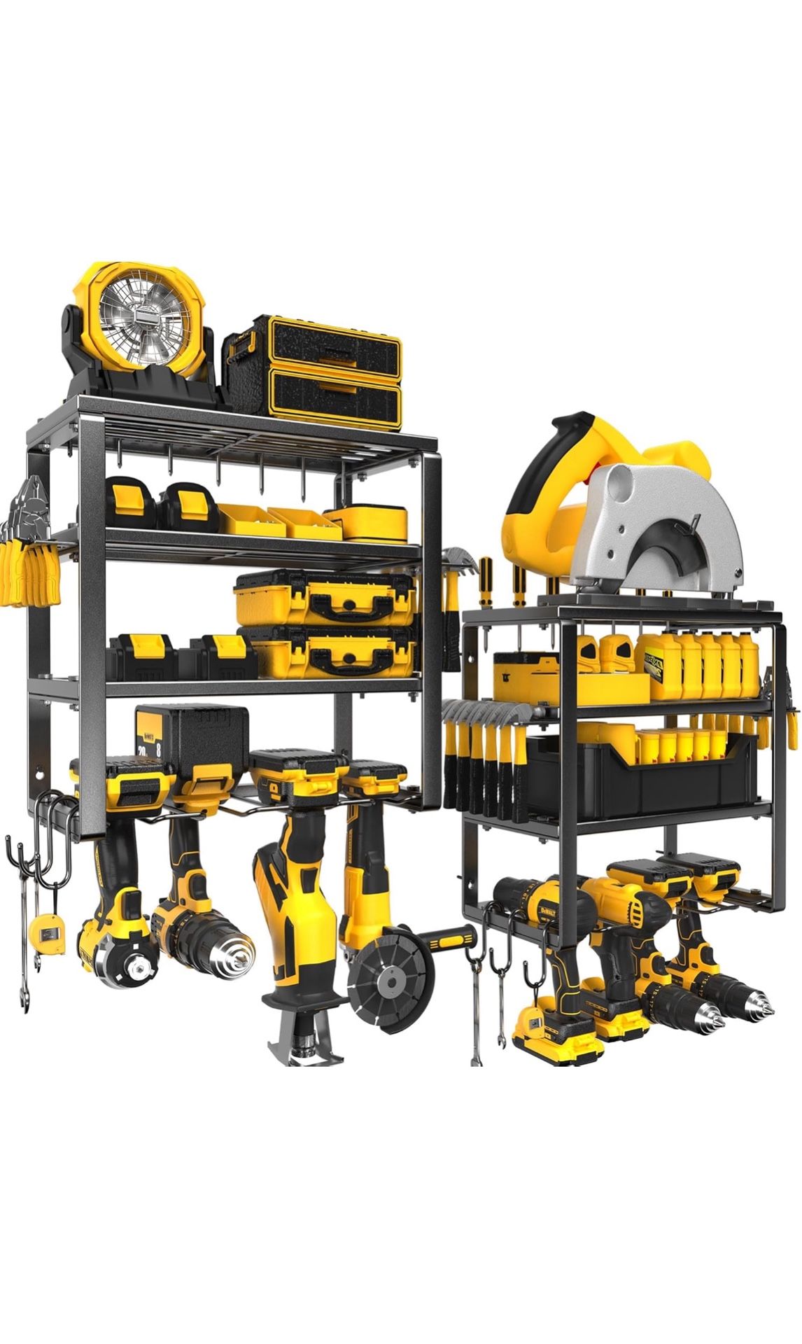 New Power Tool Organizer Wall Mount, Heavy-Duty 420LB Capacity, 4 Tier 8 Slot Drill Holder Rack with 15 Min Quick Assembly, Ideal for Garage, Workshop