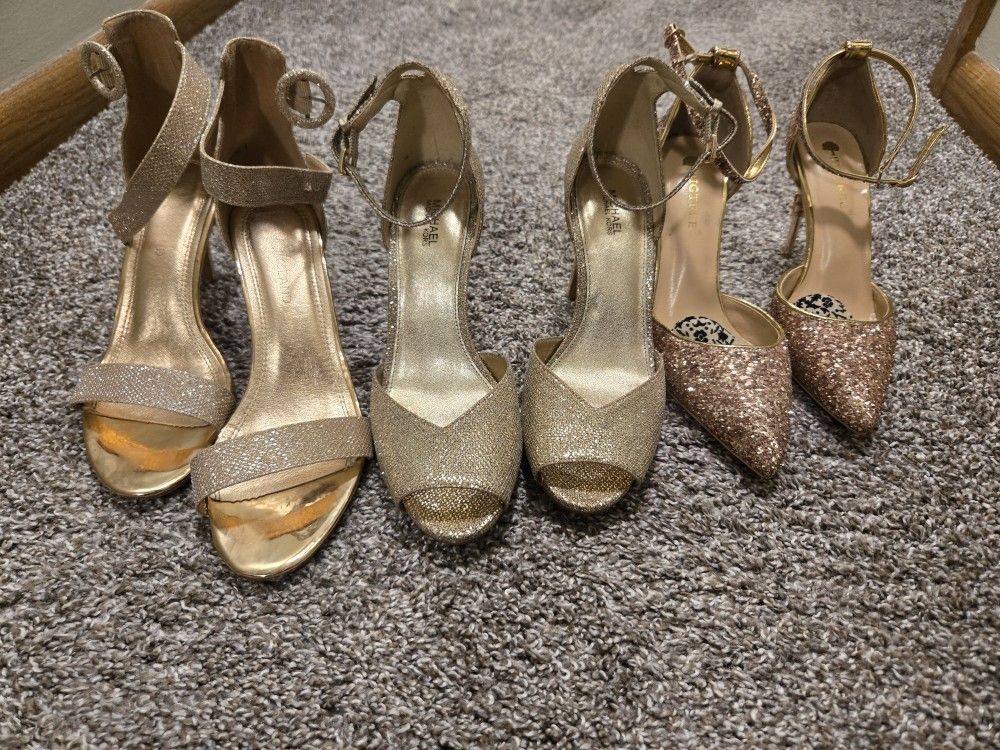 3 Elegant Gold Dress Shoes – Perfect for Special Occasions, Only $70 for the Set!One Michael Kors Pair