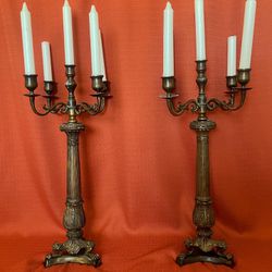 Antique 1800s Solid Brass French Candelabras With Lion Feet SHIPPING AVAILABLE 