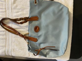 Dooney And Bourke, Light Blue Canvas Shoulder Tote Bag Purse, Great Condition
