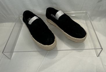 TOMS Black Espadrille Slip-On Shoes Woven Sole