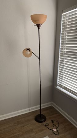 Mainstays 72 in Brown Combo Floor Lamp with Reading Light, Modern Design