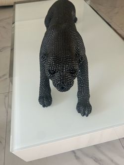 Escultura de Leopardo Polystone negra