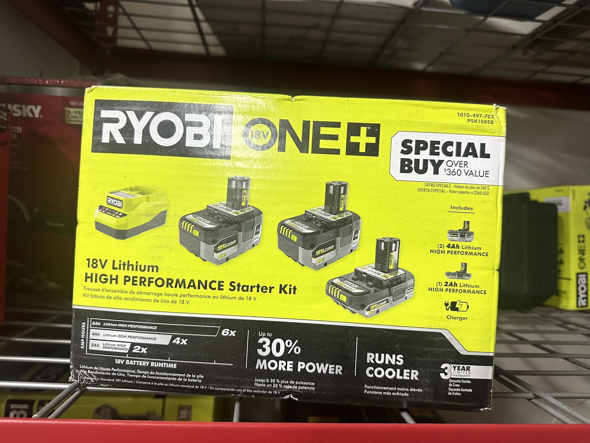 ONE+ 18V Lithium-Ion HIGH PERFORMANCE Starter Kit with 2.0 Ah Battery, (2) 4.0 Ah Batteries, and Charger