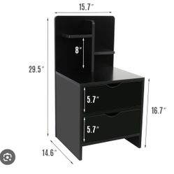 Nightstands Wooden Sofa Beside Table with Storage Shelf and 2 Drawers, Cabinet End Table Side Table for Bedroom Livingroom - Black