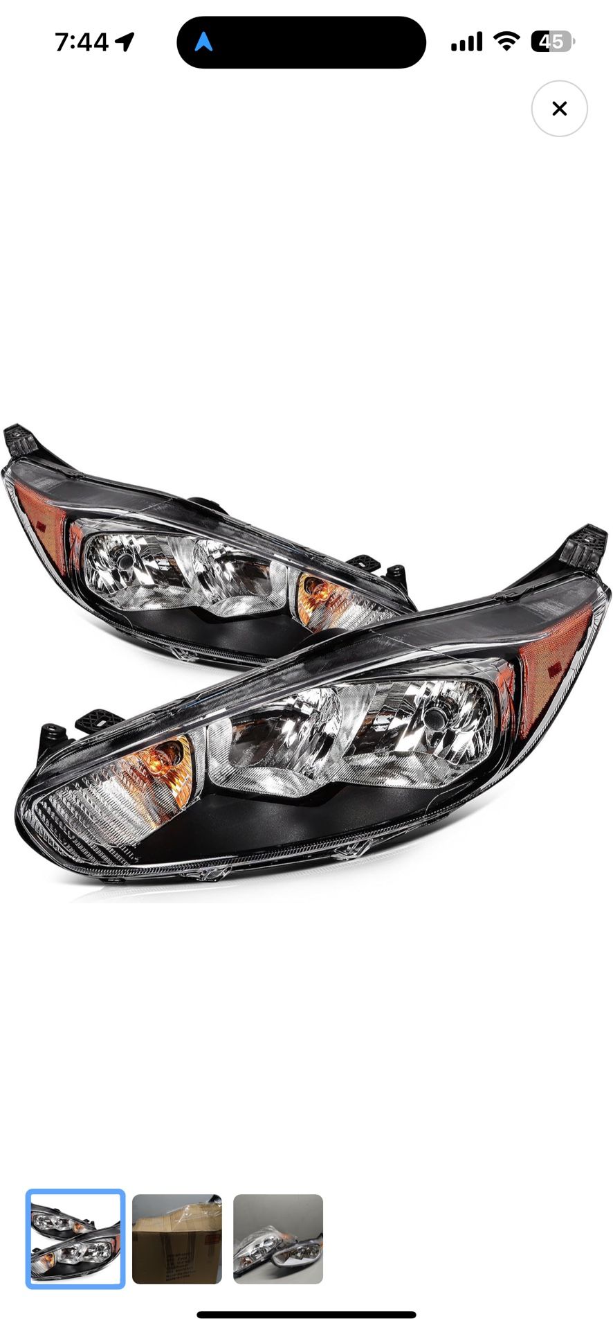 Headlight Assembly for ford Fiesta 2014-2018 Onyx Black Housing Clear Lens Driver and Passenger Side Headlamp D2BZ13008H