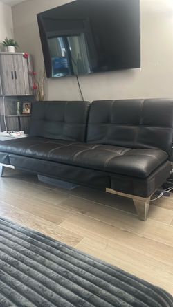 Futon sofa  brown leather
