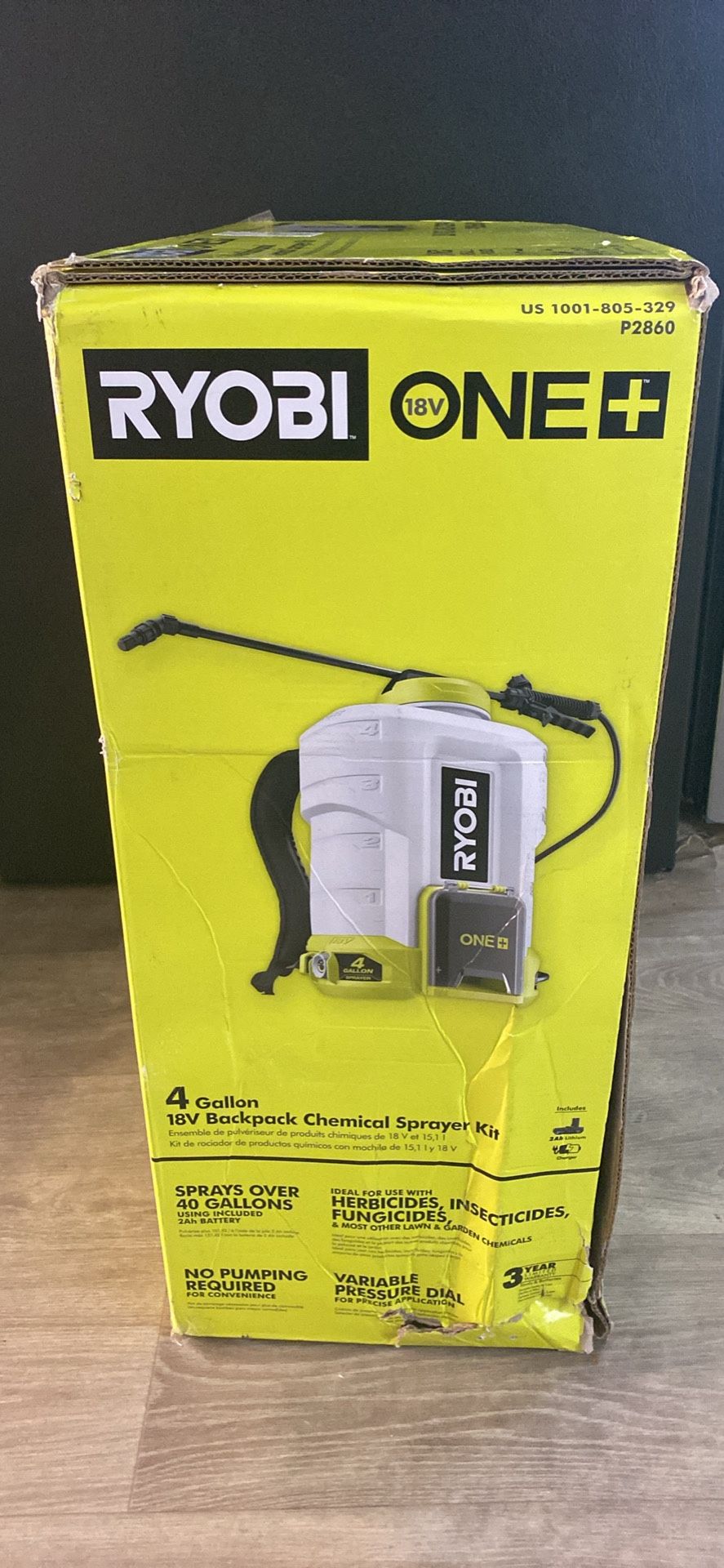 RYOBI ONE+ 4 GALLON BACKPACK 18V CHEMICAL SPRAYER KIT
