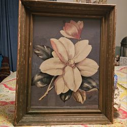 Vintage Painting In Frame With Glass
