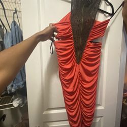 BEBE Dress Orange & Brown 