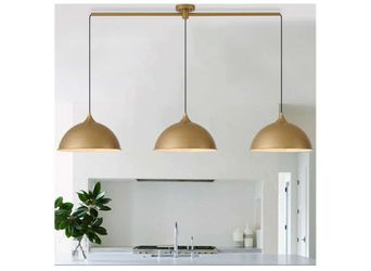 5741: New Pendant Lights Kitchen Island, 3-Pack Dome Pendant Light Fixtures with Gold and White Finish Farmhouse Hanging Pendant Light