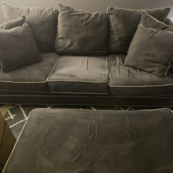 Moving Sale Microfiber Couch And Matching Oversized Ottoman