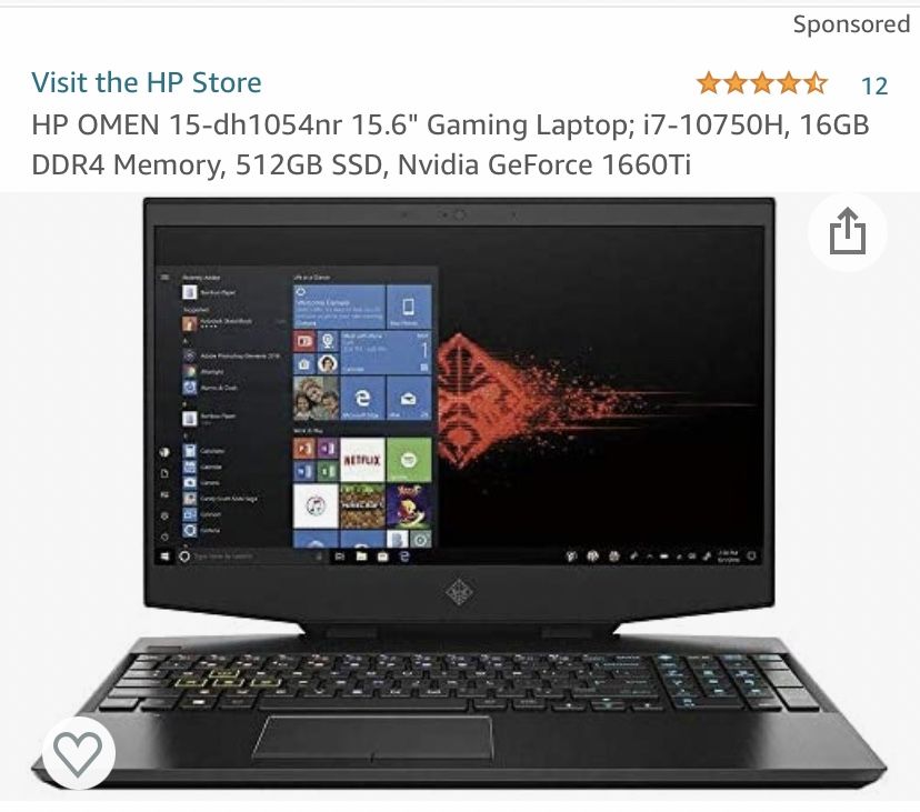 HP OMEN 15-dh1054nr Gaming Laptop