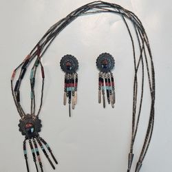 Vintage Q.T Quac Sterling Silver Necklace and Earrings