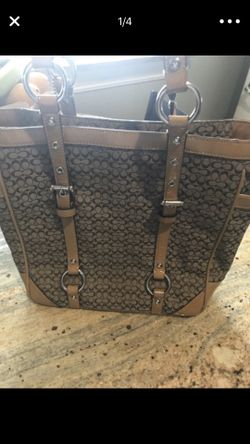 Used Coach purse/tote in caramel with C print like new!