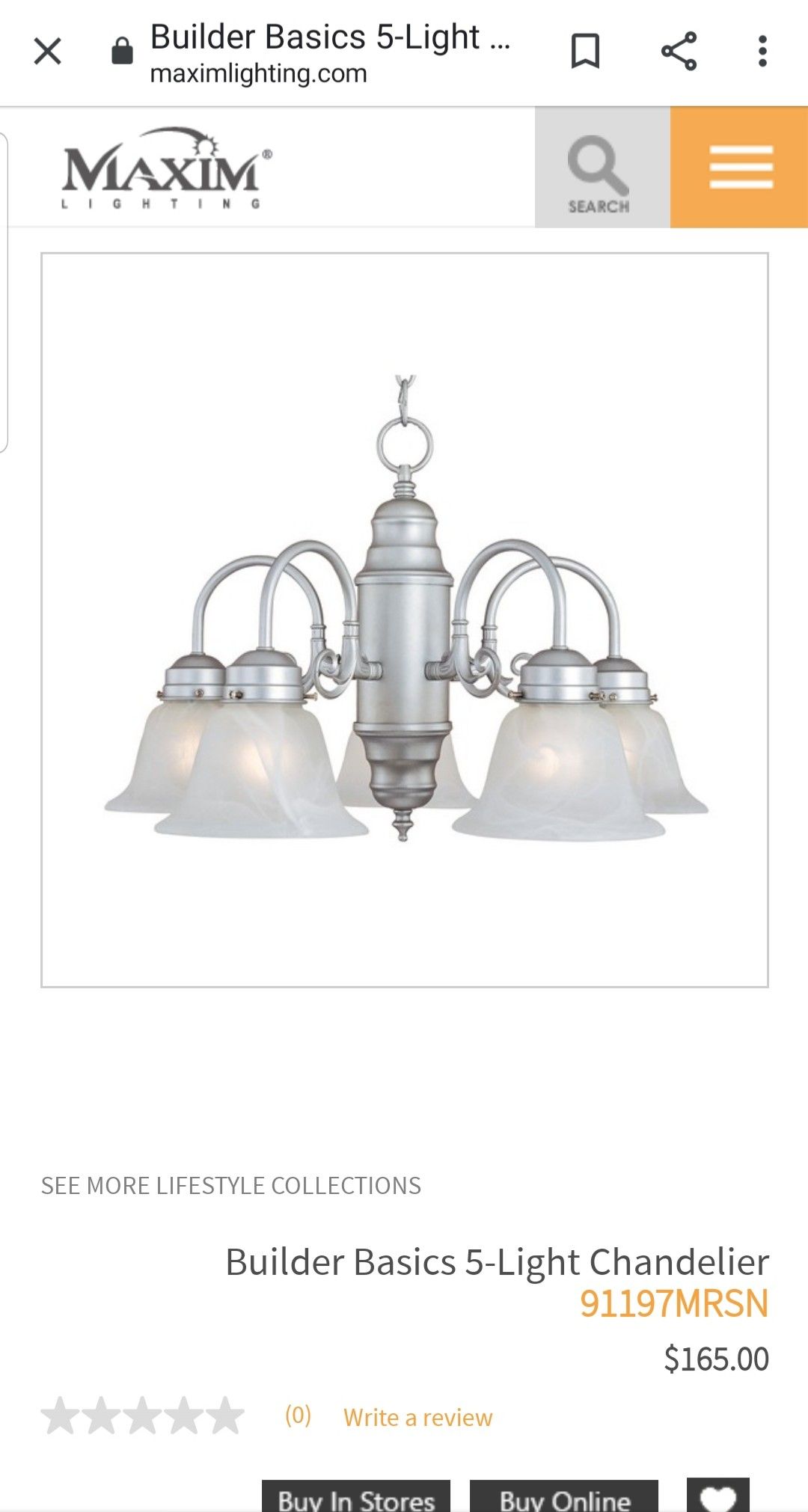 Capital silver 5 light chandelier