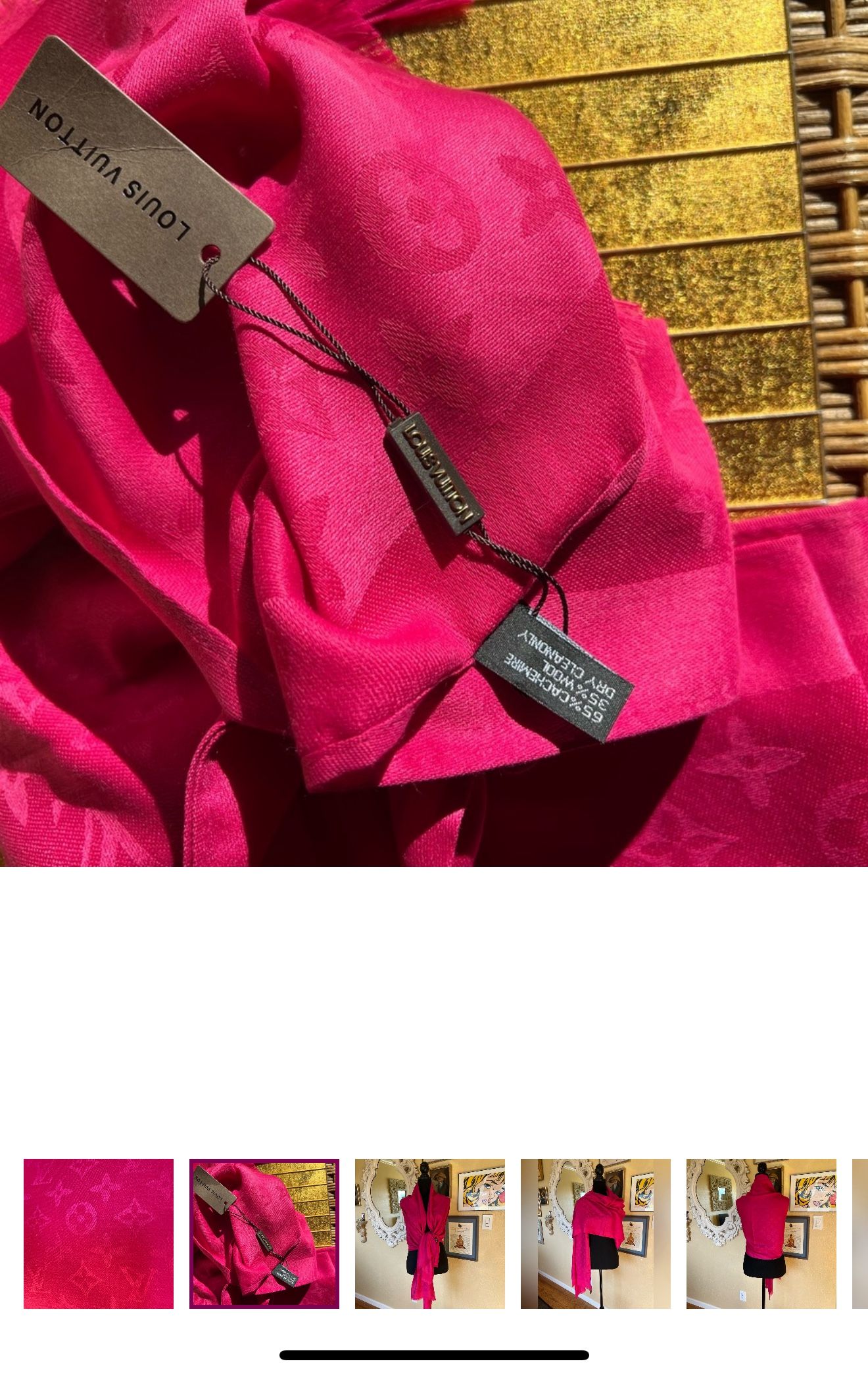 Authentic Louis Vuitton, Dark Pink Scarf, Shawl Wrap