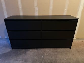 Black 6-Drawer Dresser in Dark Browm