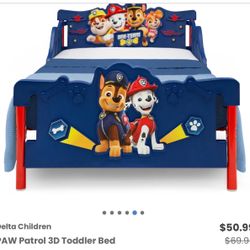 New 3D Paw Patrol Toddler Bed Frame With Legs (Mattress Sold Separately)