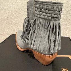 Frye Sacha Short Fringe Bootie Women's Suede Pull On Western Boots US 7