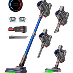 VersLife Z8 Cordless Vacuum Cleaner, 40kPa/500W Power Suction, LED Display, 6-in-1 Lightweight Stick Vacuum with Green LED Light, 6-Stages Filtration,