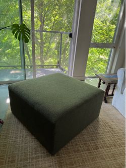 *MOVING* Green Boucle Ottoman from Hearth & Hand