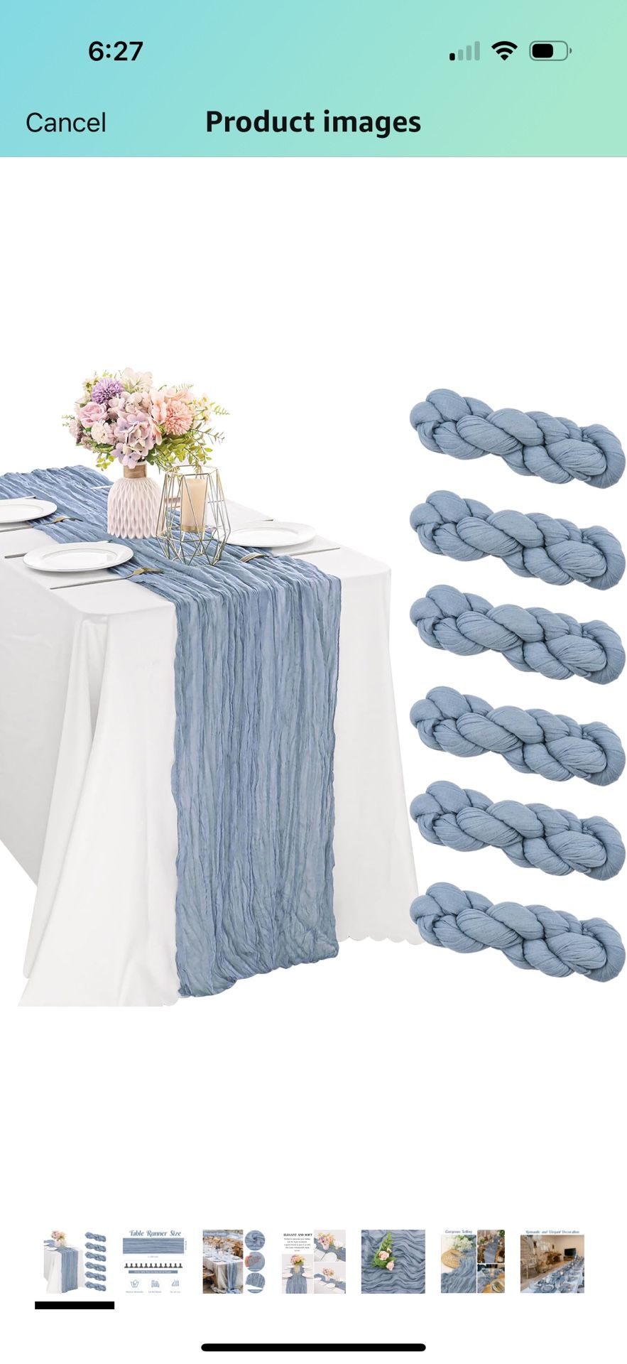 12 Pieces Dusty Blue 10FT Cheesecloth Table Runner Boho Gauze Fabric Table Runner Rustic Sheer Runner for Wedding