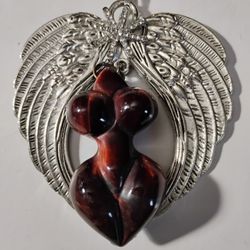 Hand Crafted Winged Gemstone Goddess Ornament