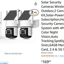 Solar Security Cameras Wireless Outdoor, 4MP Color Night Vision,Auto Tracking 