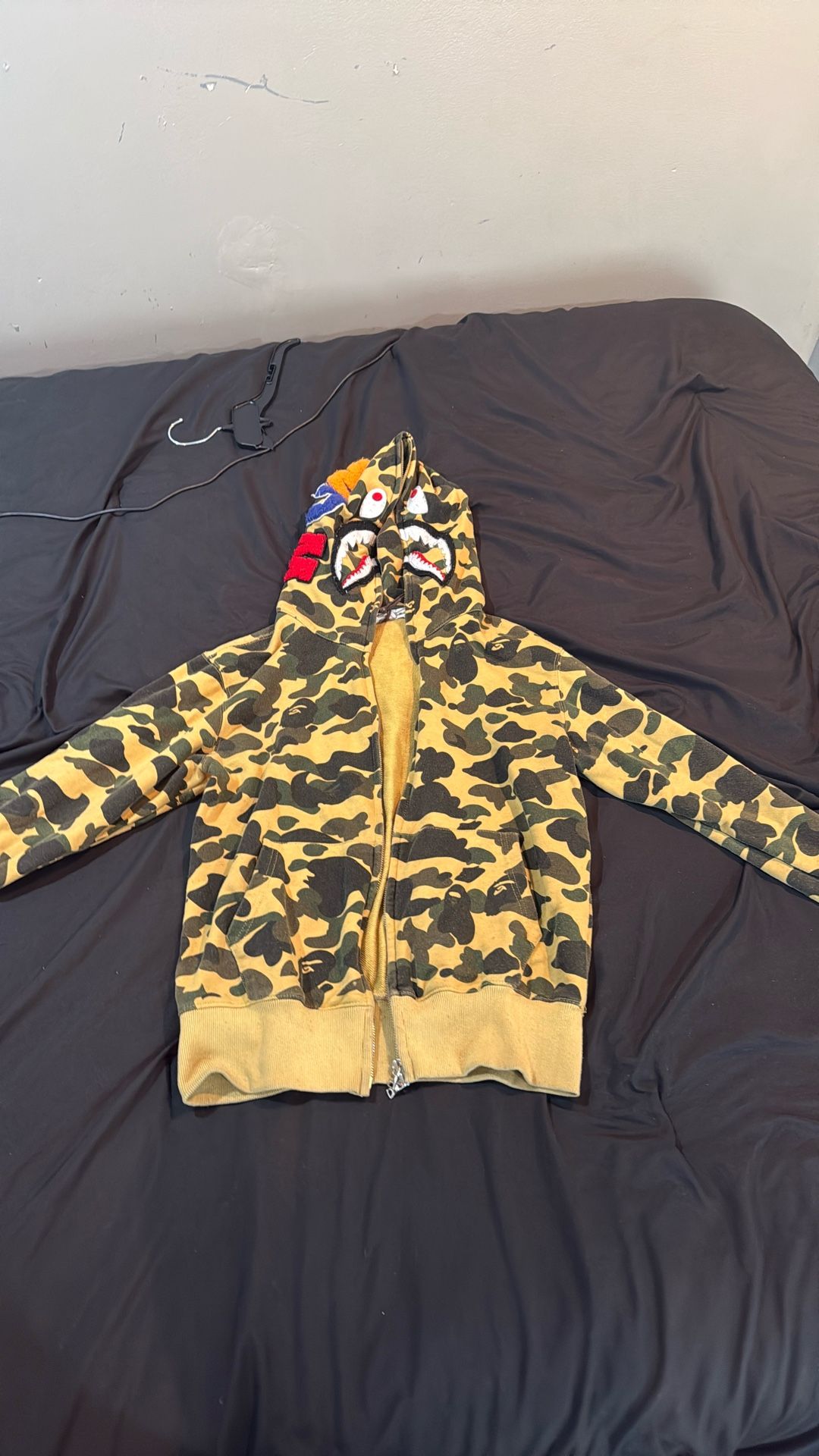 Bape Camo Shark Full Zip Hoodie Yellow (Size M)