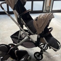 UPPAbaby Vista V2 Stroller/Convertible Single-to-Double System/Bassinet, Toddler Seat, Bug Shield, Rain Shield, and Storage Bag Included 