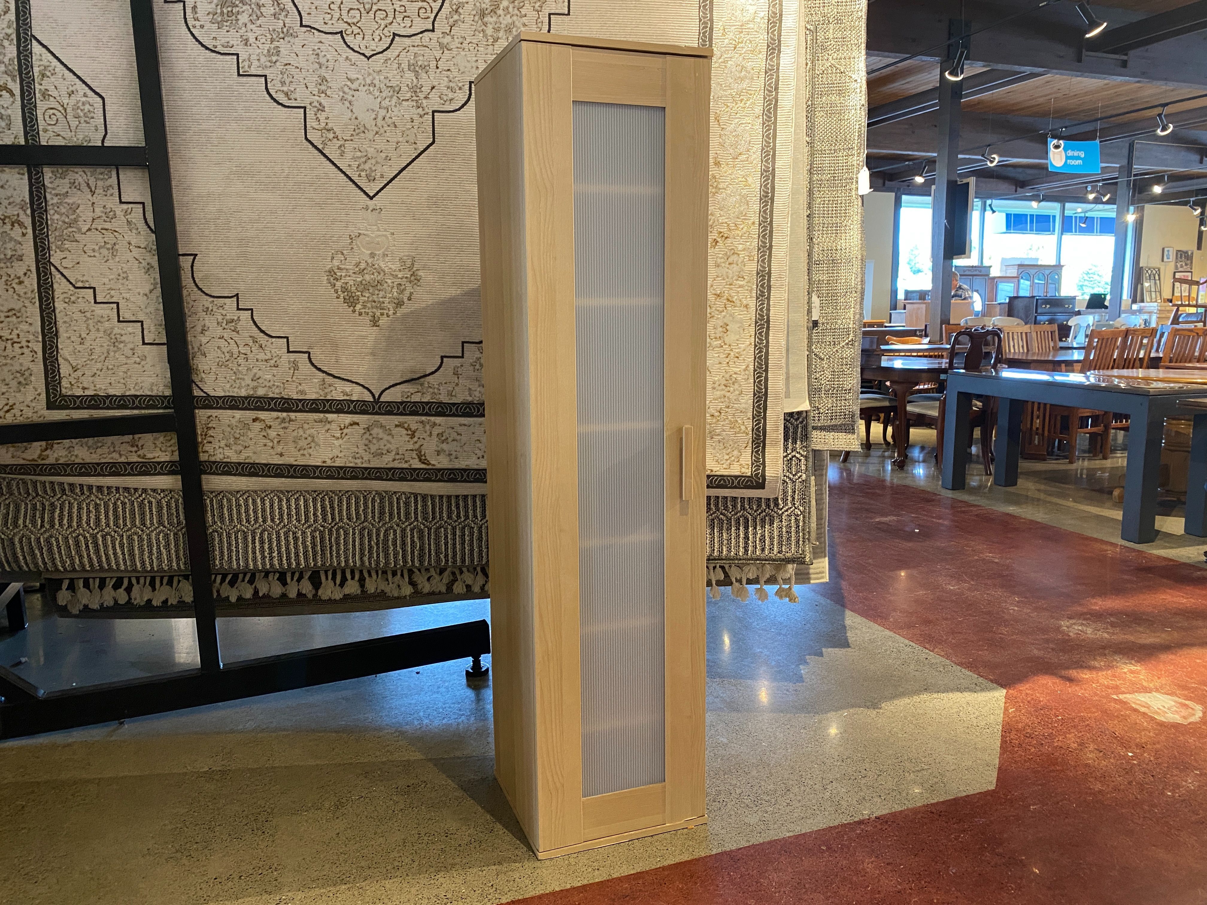 Slim Blonde Frosted Door Cabinet w/ Adjustable Shelves