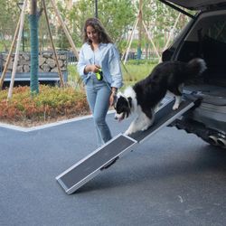 Pet Ramp, 63.5'' Adjustable Aluminum Dog Ramp Portable Folding Non-Slip for SUV Dog Stair, NEW