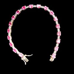 18k sterling Silver Gold Vermeil Ruby Bracelet 