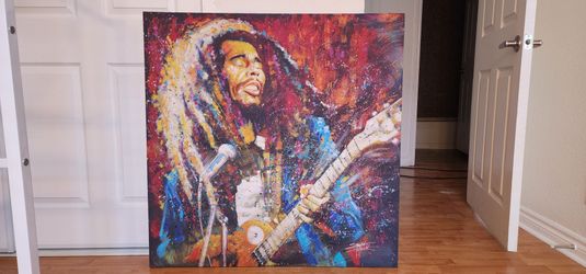 Large Bob Marley Canvas Wall Art – 39.5” Colorful Music Portrait
