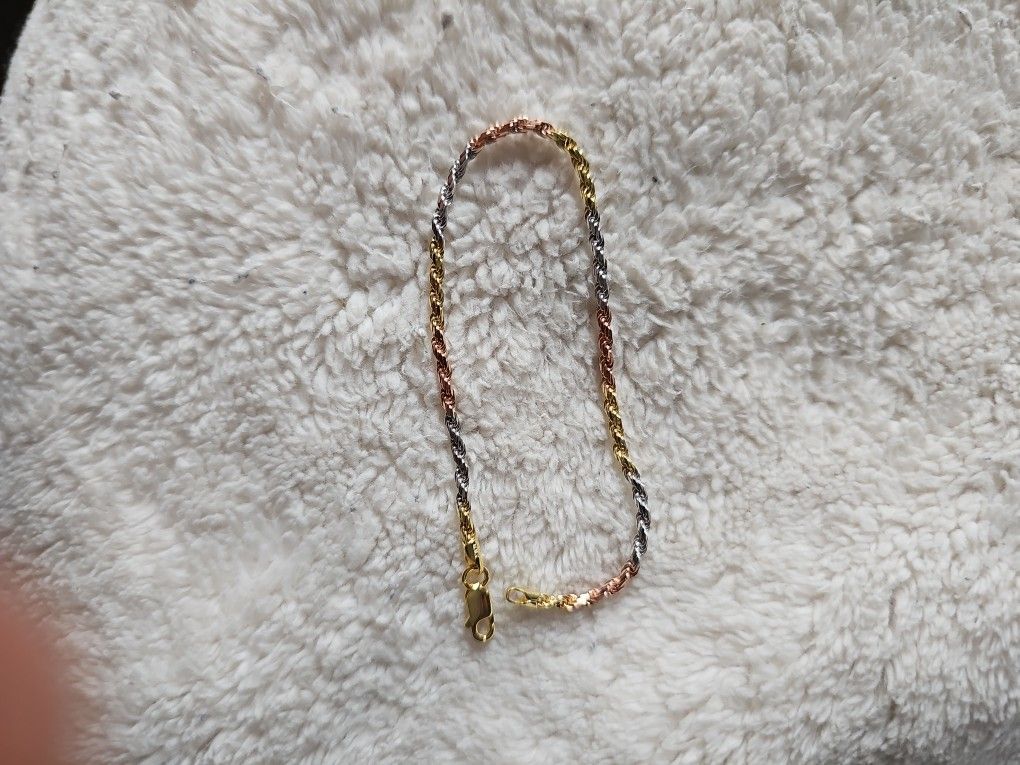 7" P.lux Italy Tri Colored 14k Gold Bracelet