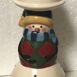Enesco By Jim Shore Vtg 2004 “Heartwood Creek Snowman” Tea Light Candle Holder