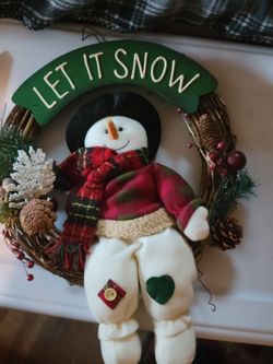 Let It Snow Snowman Christmas Wreath